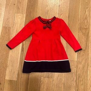 Janie and Jack- red and blue bow dress.  Size 3T